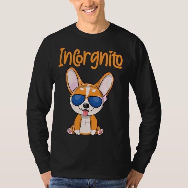 Funny Corgi Incorgnito Dog T Shirt (Framsida)