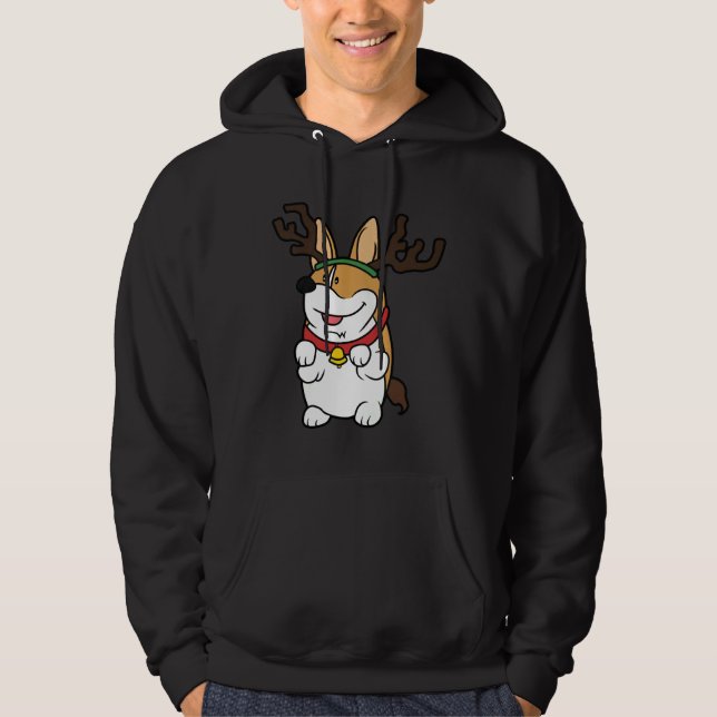 Funny Corgi jul Hoodie (Framsida)