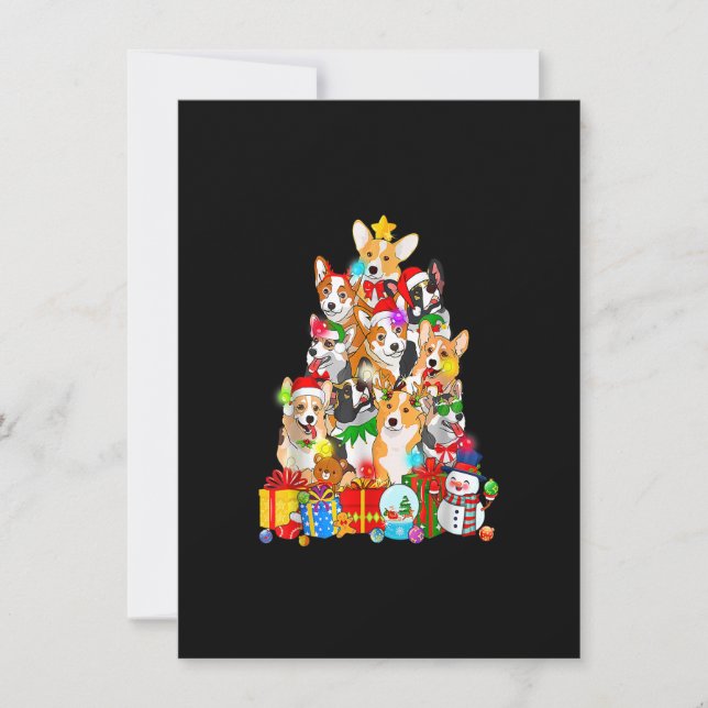 Funny Corgi Julgran Ljus Gift Hund älskare Inbjudningar (Framsida)