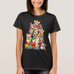 Funny Corgi Julgran Ljus Puppy Corgi Hund T Shirt