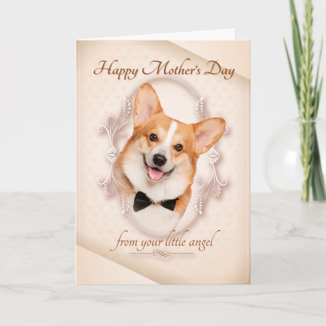 Funny Corgi Mors dag Card Kort (Framsida)