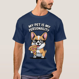 Funny Corgi Pizza Älskare Pet Humor Tee