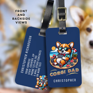 Funny Corgi Poker Player Hund Pappa Anpassningsbar Bagagebricka