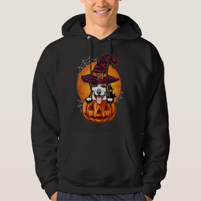 Funny Corgi Pumpkin Halloween Hoodie (Framsida)