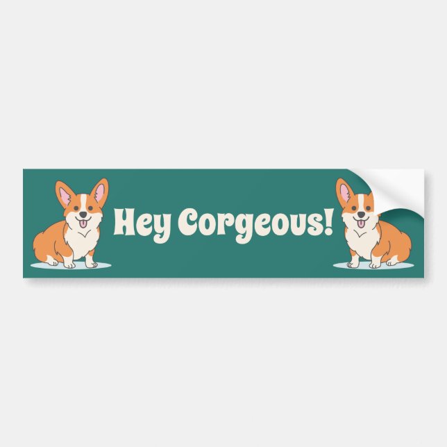 Funny Corgi Puppy - Hej Corgous Bildekal (Framsidan)