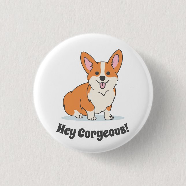 Funny Corgi Puppy - Hej Corgous Knapp (Framsida)