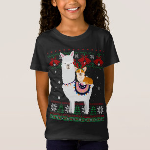 Funny Corgi Riding Llama julklappar Corgi Xma T Shirt