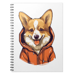 Funny Corgi Wearing Hoodie Anteckningsbok