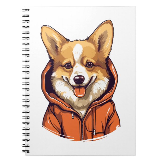 Funny Corgi Wearing Hoodie Anteckningsbok (Framsidan)