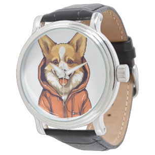 Funny Corgi Wearing Hoodie Armbandsur