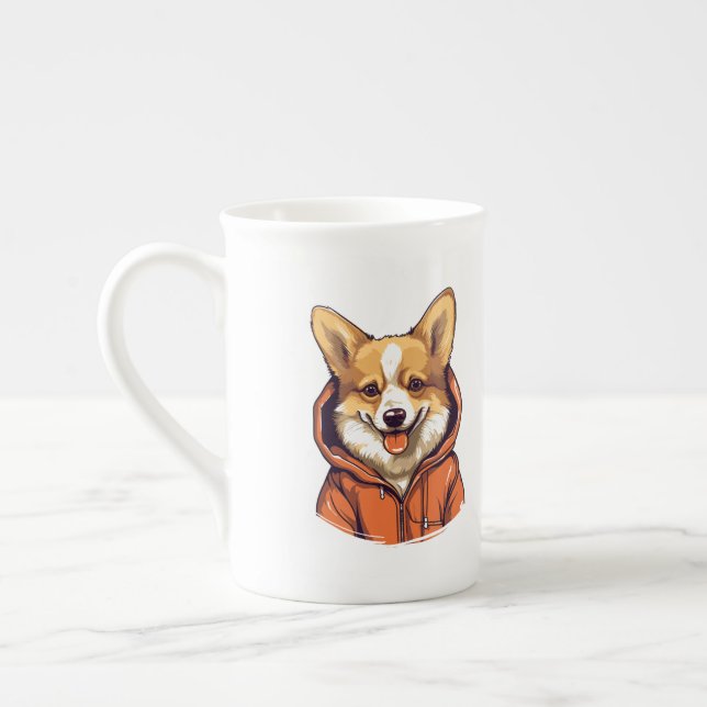 Funny Corgi Wearing Hoodie Benporslin Mugg (Vänster)