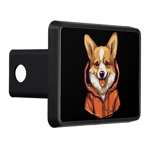Funny Corgi Wearing Hoodie Dragkroksskydd (Höger)