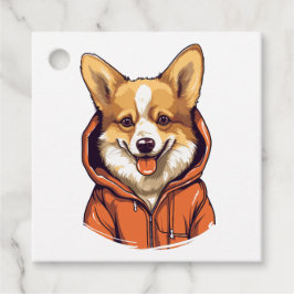 Funny Corgi Wearing Hoodie Gåvor Etiketter