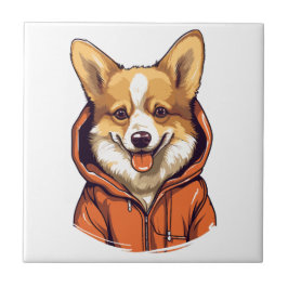 Funny Corgi Wearing Hoodie Kakelplatta