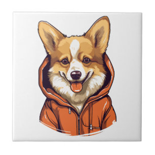 Funny Corgi Wearing Hoodie Kakelplatta