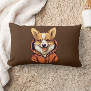 Funny Corgi Wearing Hoodie Lumbarkudde