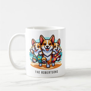 Funny Corgis Dancing på en Beach-Personlig Kaffemugg