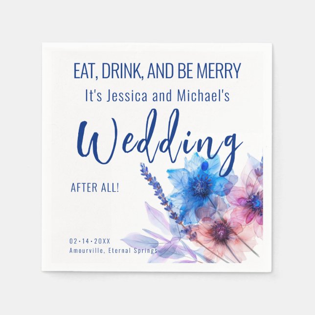 💍 Funny Cornblommor och Lavender Pappersservett (Framsidan)