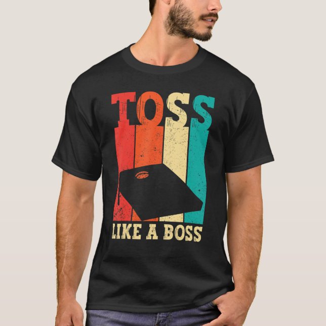 Funny Cornhole Maj Hål Retro Toss som Chef T Shirt (Framsida)