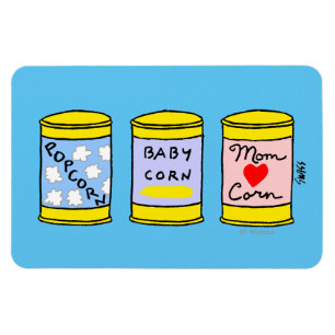 Funny Corny Tecknad Family Porträtt Mamma Pappa Ba Magnet
