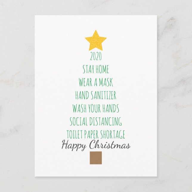 Funny Coronavirus 2020 Julgran Helg Vykort (Framsida)