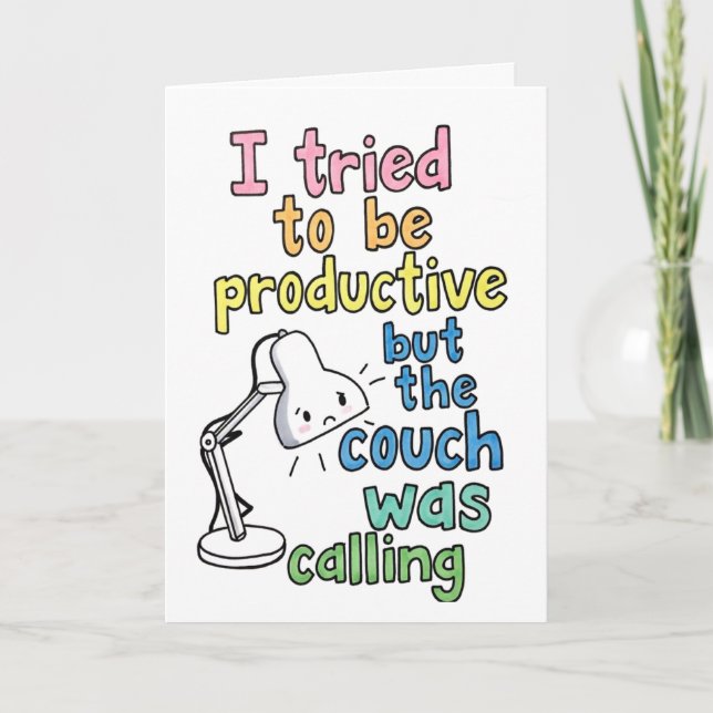 Funny "Couch Was Calling" Productive Work Humor Kort (Framsida)