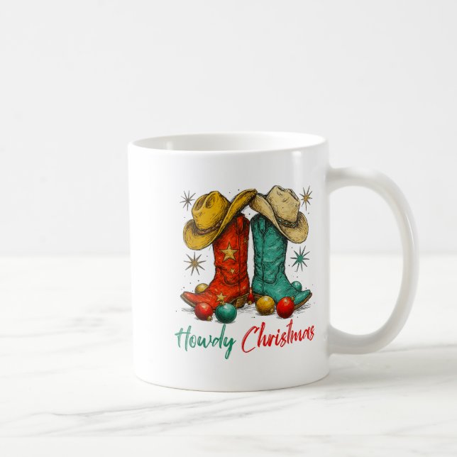 Funny Country Western Christmas Howdy Cowboy Boots Kaffemugg (Höger)