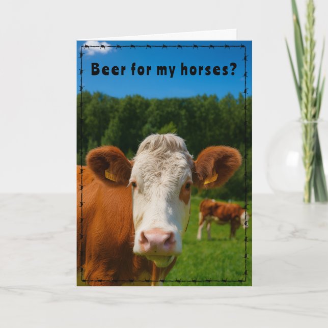 Funny Country Western Cow Ranch and Farm Style   Kort (Framsida)