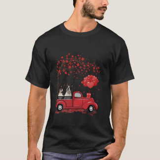Funny Couple Boston Terrier Hund Red Lastbil Valen T Shirt
