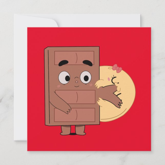 Funny Couple Kärlek Pancake Eating Choco Inbjudningar (Framsida)