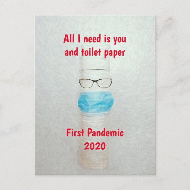 Funny Covid First Pandemic 2020 Toilet Papper Vykort (Framsida)