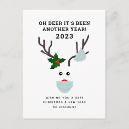 Funny Covid jul Rener som bar Ansikte-mask Helg Vykort