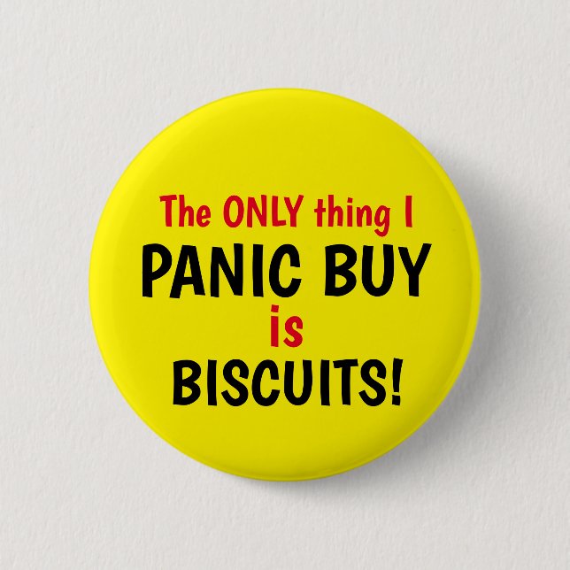 Funny Covid Panic Buy Biscuits Gult Button Knapp (Framsida)
