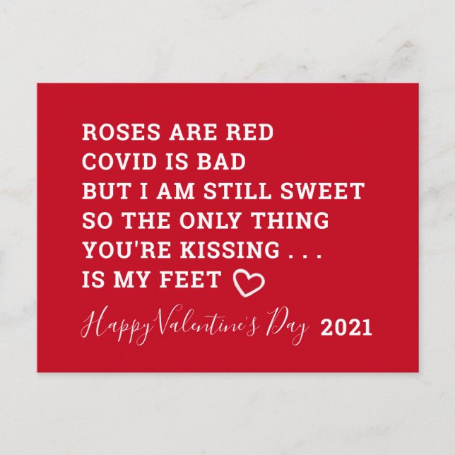 Funny Covid Valentines day 2021 Dikt Helg Vykort (Framsida)