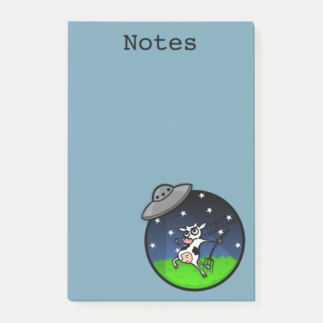 FUNNY COW ALIEN ABDUCTION GRAPHIC POST IT-ANTECKNI POST-IT BLOCK (Framsida)