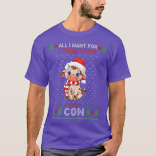 Funny Cow älskare Cute Cow Santa Hat Ugly God jul T Shirt
