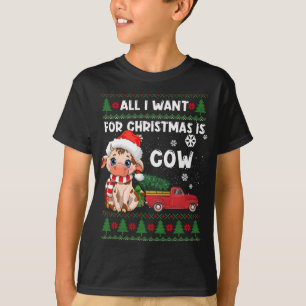 Funny Cow älskare Cute Cow Santa Hat Ugly God jul T Shirt