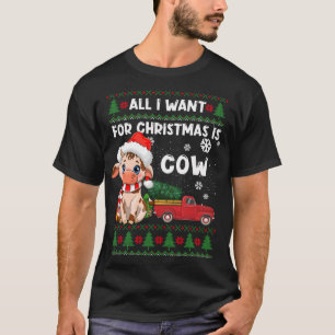 Funny Cow älskare Cute Cow Santa Hat Ugly God jul T Shirt
