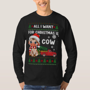Funny Cow älskare Cute Cow Santa Hat Ugly God jul T Shirt