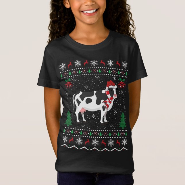 Funny Cow Animal Lover Julafton Gift Ugly Cow Chri T Shirt (Framsida)
