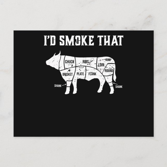 Funny Cow Bbq Pit Master Gift Helg Vykort (Framsida)