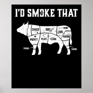 Funny Cow Bbq Pit Master Gift Poster
