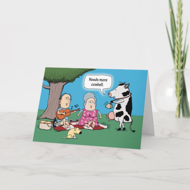 Funny Cow behöver mer av Cowbell Birthday Kort (Framsida)