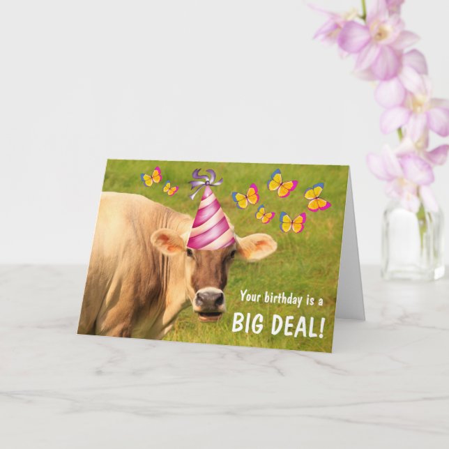 Funny Cow BIG DEAL Birthday Kort (Orkide)