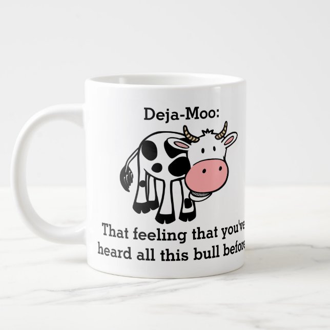 Funny Cow Deja-Moo-skämt Jumbo Mugg (Vänster)