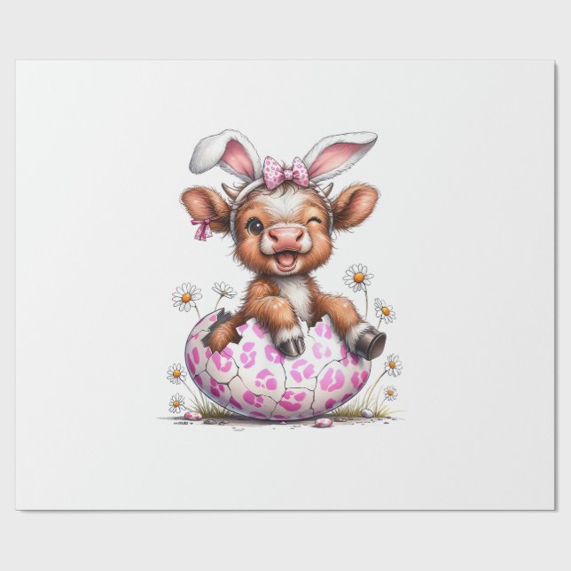 Funny Cow Easter Rabbit Cute Highland Cows Lover E Presentpapper (Platt)