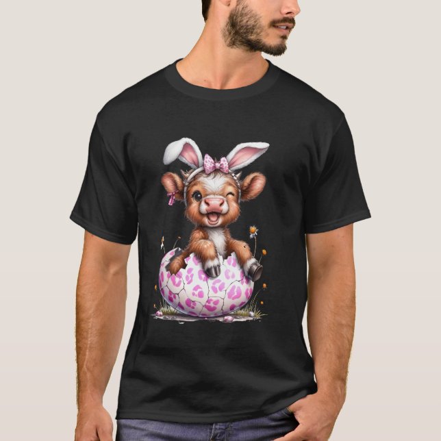Funny Cow Easter Rabbit Cute Highland Cows Lover E T Shirt (Framsida)