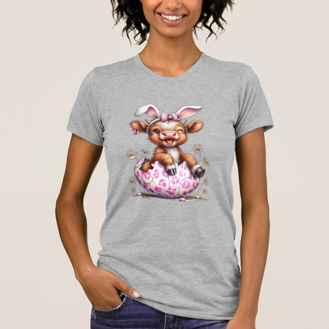 Funny Cow Easter Rabbit Cute Highland Cows Lover E T Shirt (Framsida)