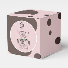 Funny Cow Farm Animal Födelsedagsfest Rosa Favor B Presentaskar