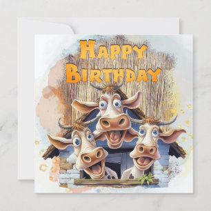 Funny Cow Grattis på födelsedagen Julkort